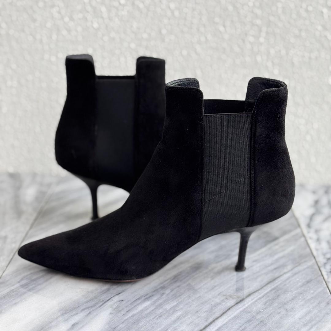 CELINE セリーヌ サイドゴアショートブーツ ブラック スウェード37.5