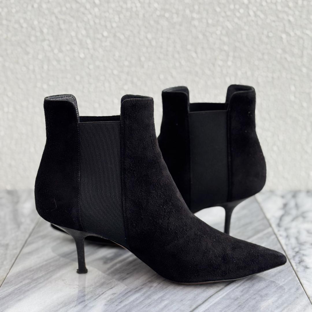 CELINE セリーヌ サイドゴアショートブーツ ブラック スウェード37.5