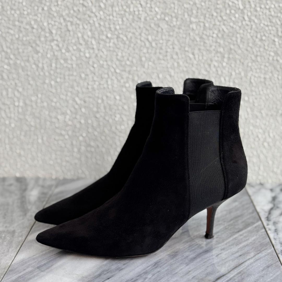 CELINE セリーヌ サイドゴアショートブーツ ブラック スウェード37.5
