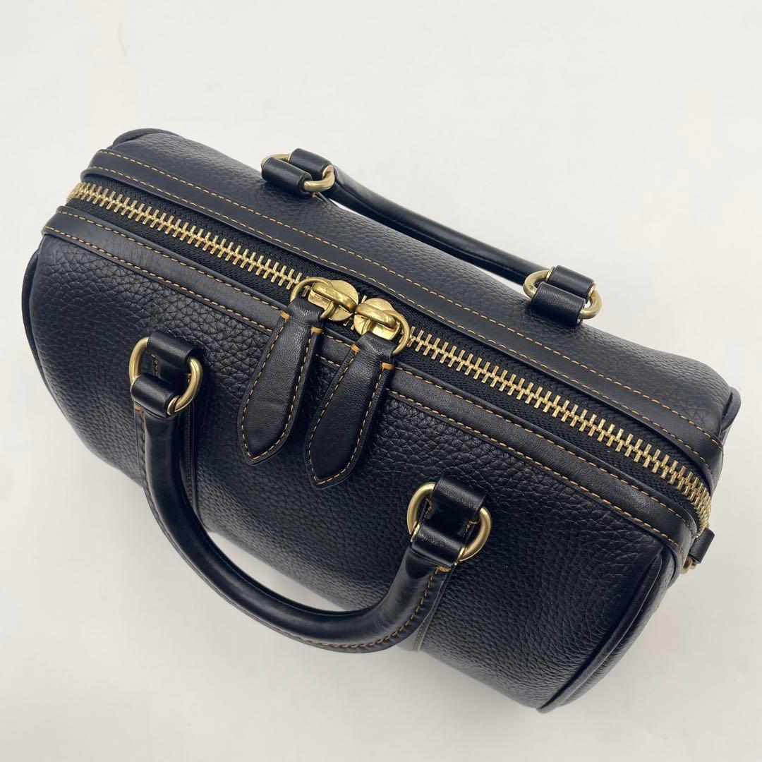 【美品】COACH ルビーサッチェル25 ナチュラルペブル ミニボストンバッグ黒