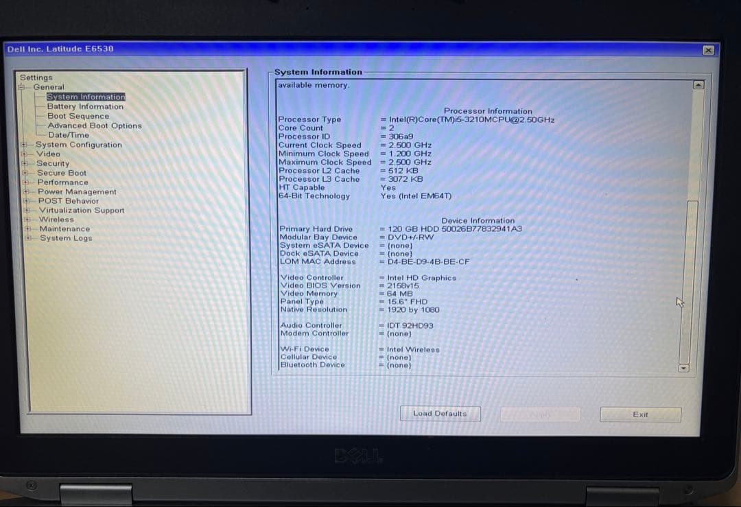Dell Latitude E6530 i5 8GB SSD120GB 訳あり