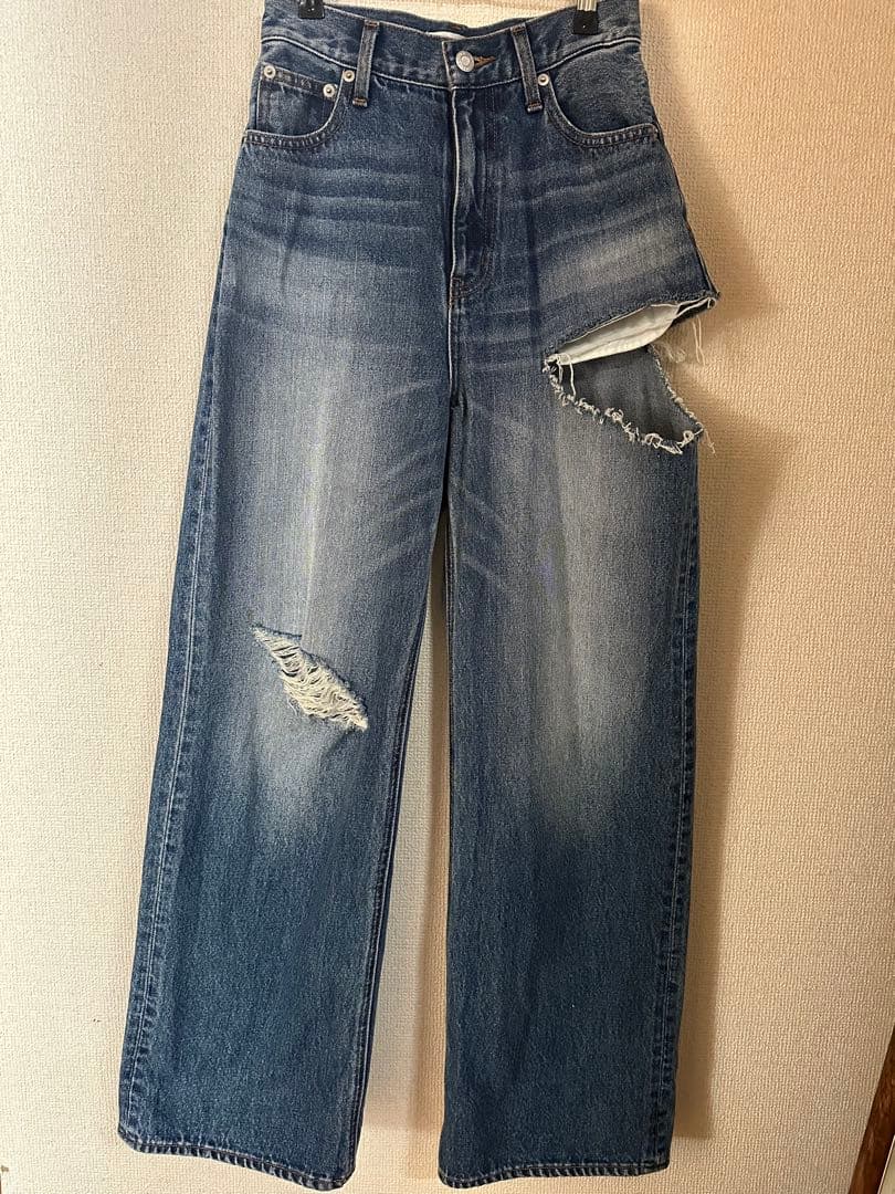 EVRIS サイドカッティングワイドデニム