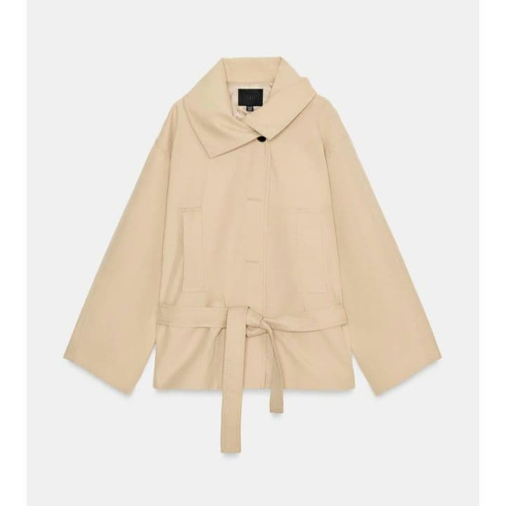 完売品 ZARA ショートトレンチコート XS-S ライトゴールデンブラウン