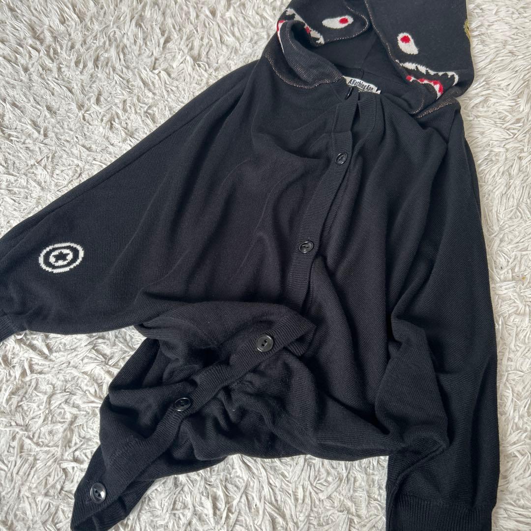 美品　エイプA BATHING APE シャーク カーディガン タイガー 黒