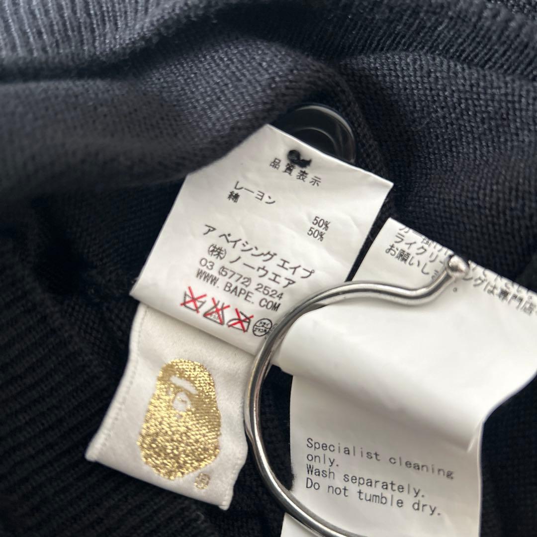 美品　エイプA BATHING APE シャーク カーディガン タイガー 黒
