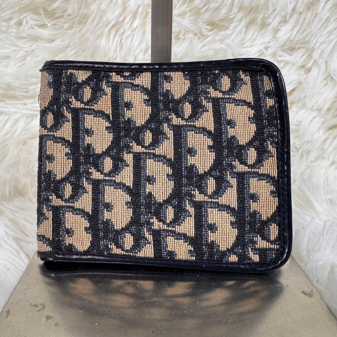 Dior ディオール　折財布　キャンバス　レザー　トロッター　オブリーク　刺繍
