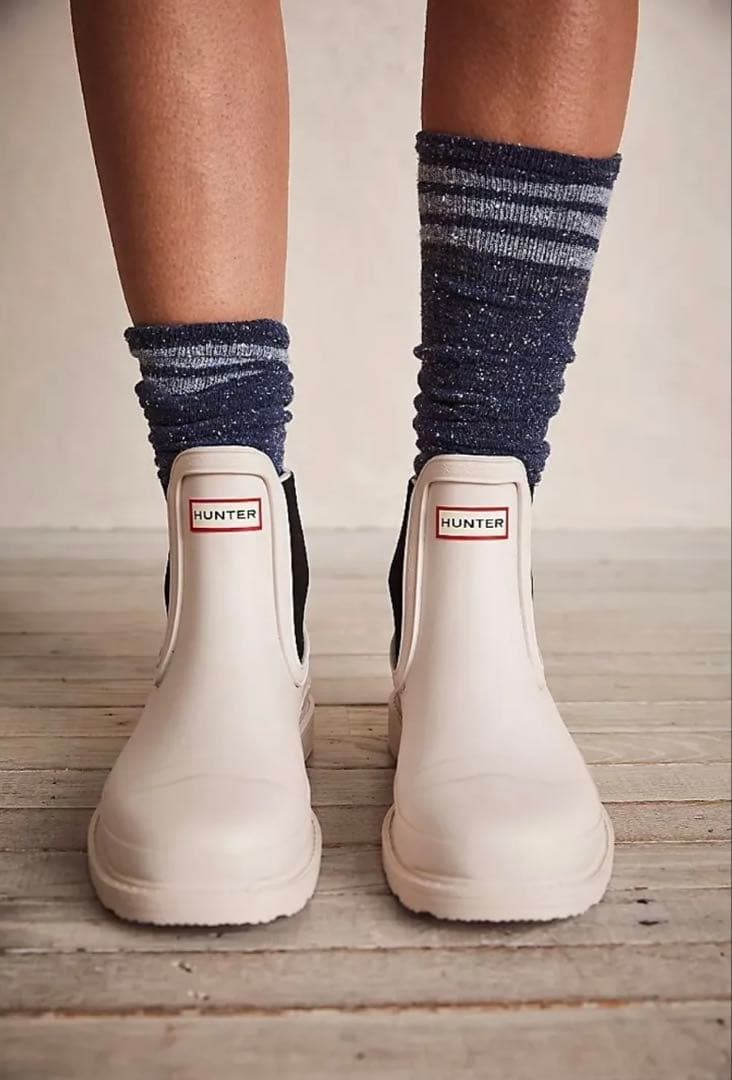 美品◎HUNTER オフホワイト チェルシーブーツ