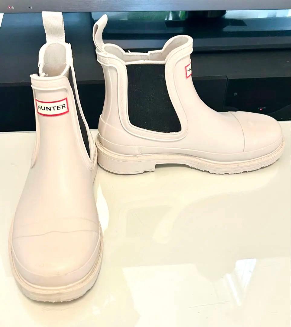 美品◎HUNTER オフホワイト チェルシーブーツ