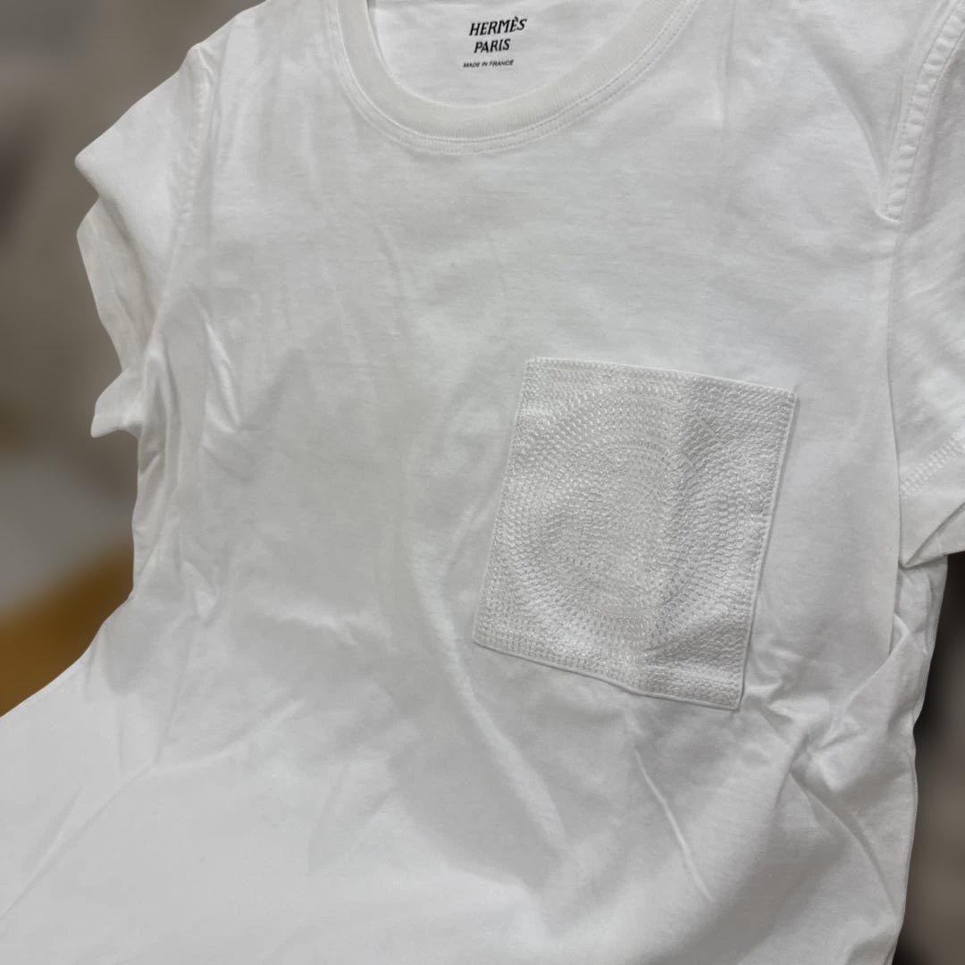 エルメス　Tシャツ 刺繍入りポケット　36サイズ