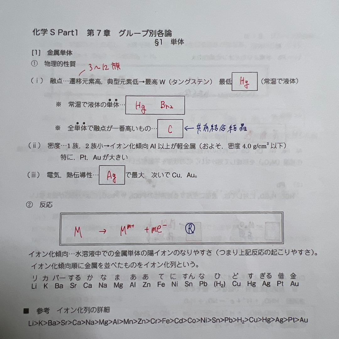 化学S Part1 高田幹士先生　後期