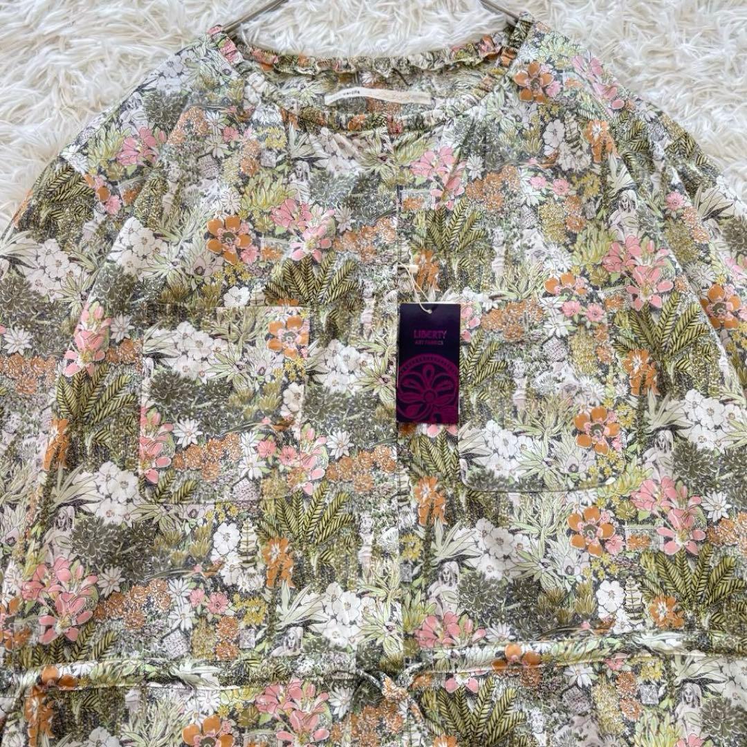 新品 carlife × LIBERTY リバティタナローン　総花柄ワンピース