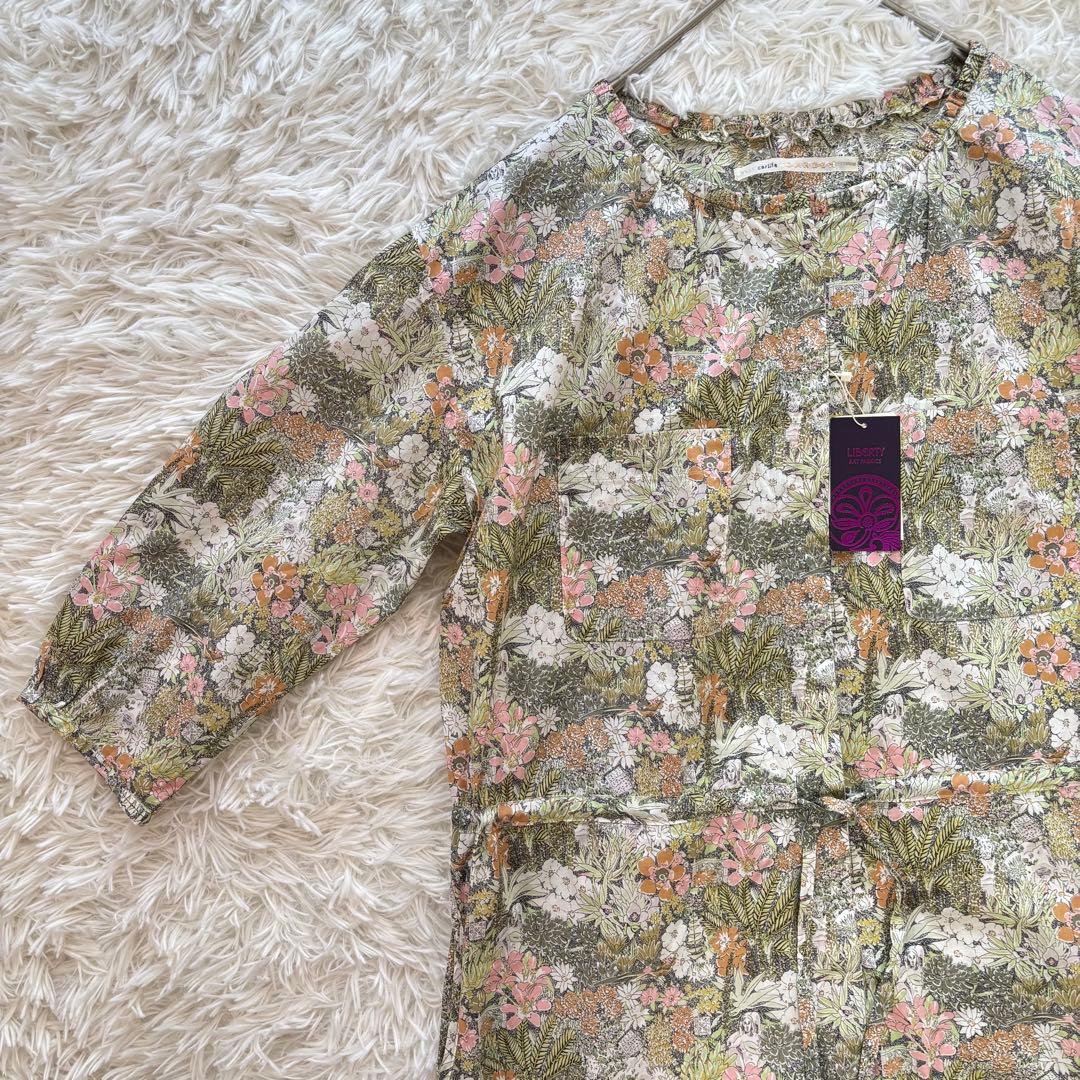 新品 carlife × LIBERTY リバティタナローン　総花柄ワンピース