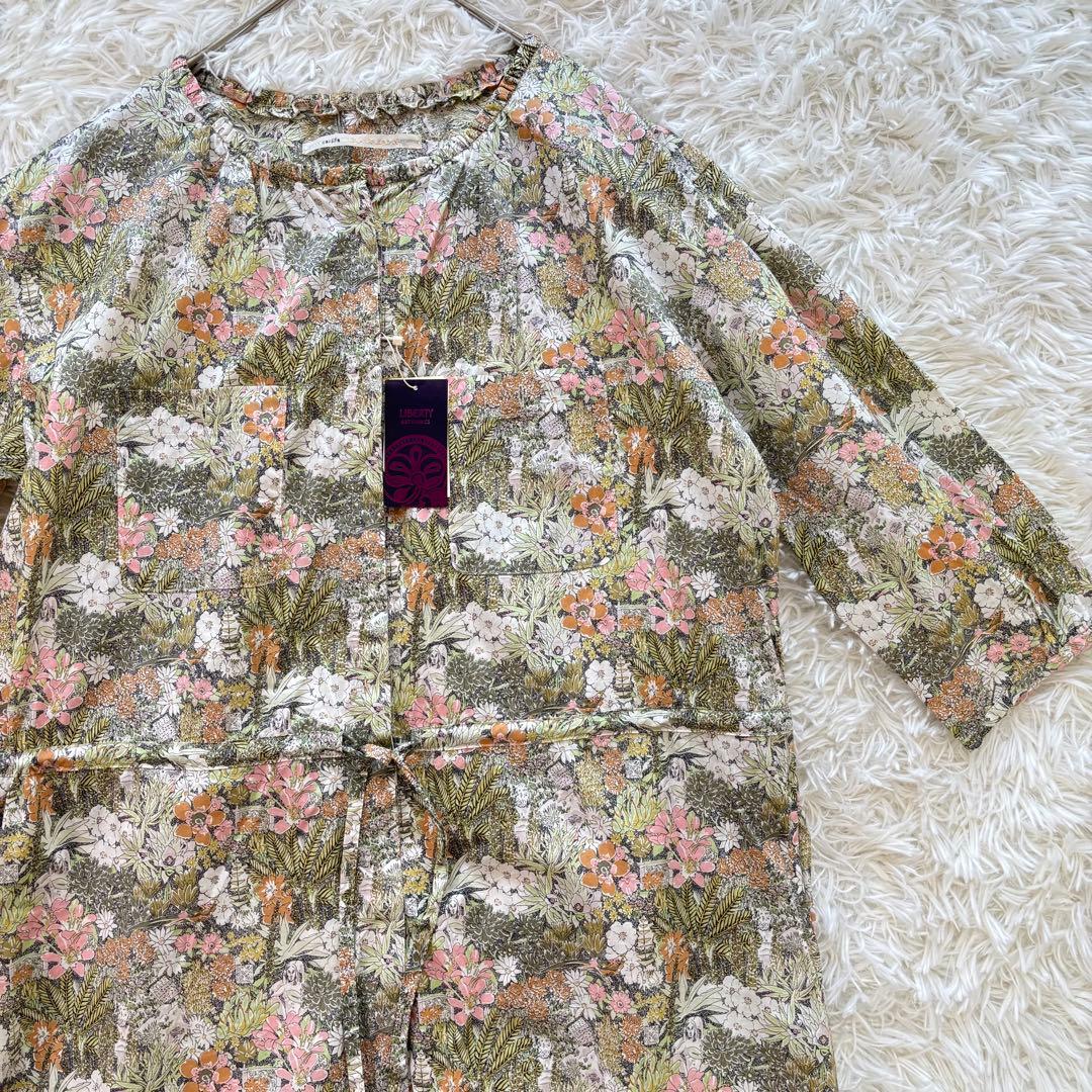 新品 carlife × LIBERTY リバティタナローン　総花柄ワンピース