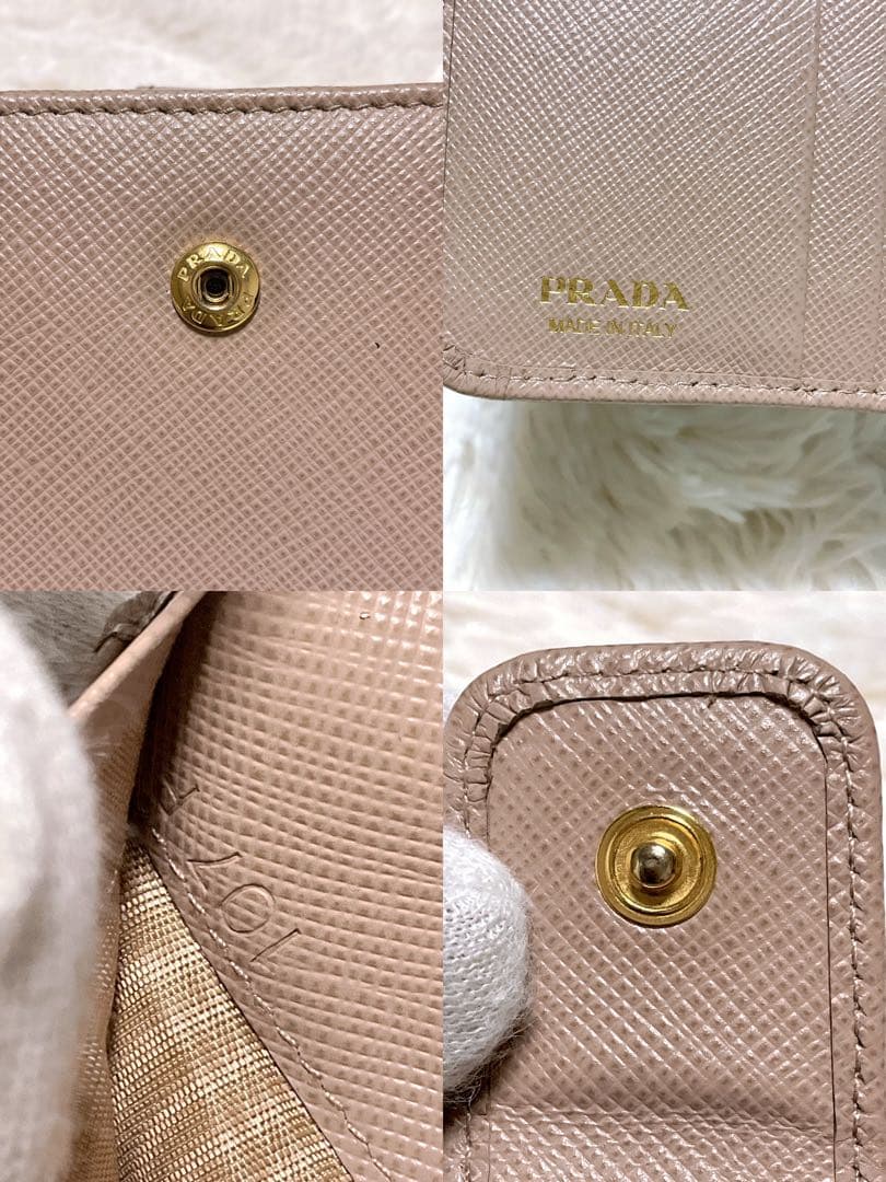 ♡付属品完備♡プラダ 二つ折り財布 サフィアーノレザー ゴールド金具 ベージュ