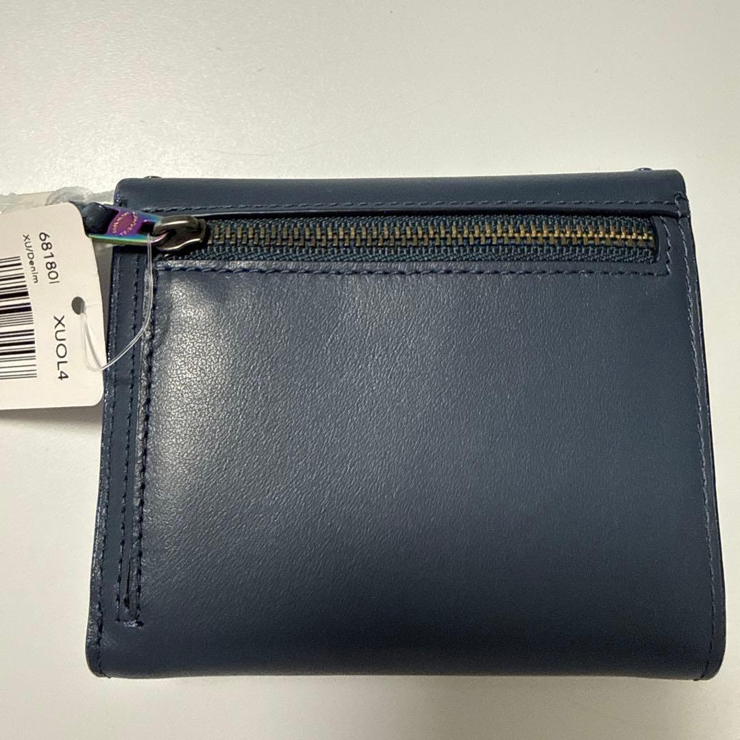 【新品未使用】 COACH 三つ折り財布 ネイビー/ライトブルー