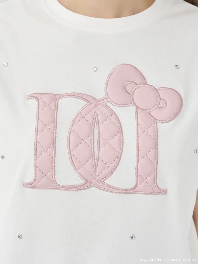 【即日発送】Hello DarichキルティングアップリケビジューTシャツ