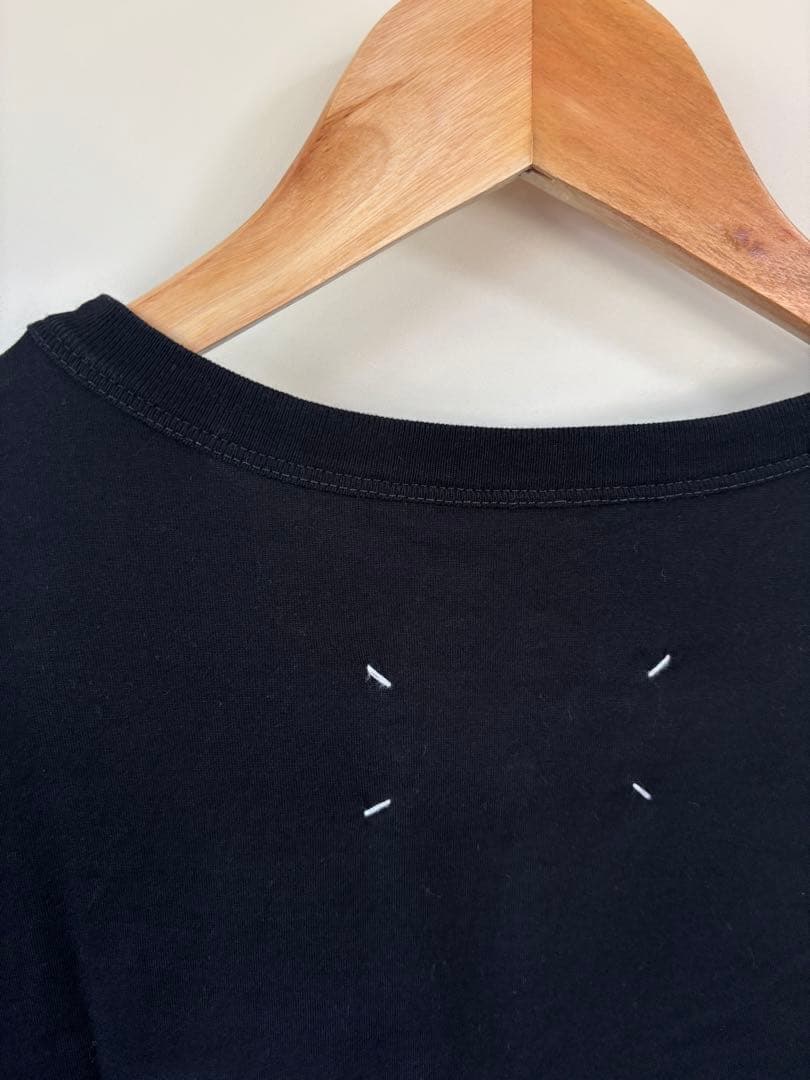 【Maison Margiela】反転ロゴ刺繍Tシャツ 50 ブラック