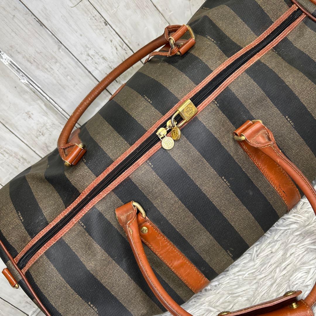 FENDI　ボストンバッグ　ペカン　PVC　レザー　大容量　旅行カバン