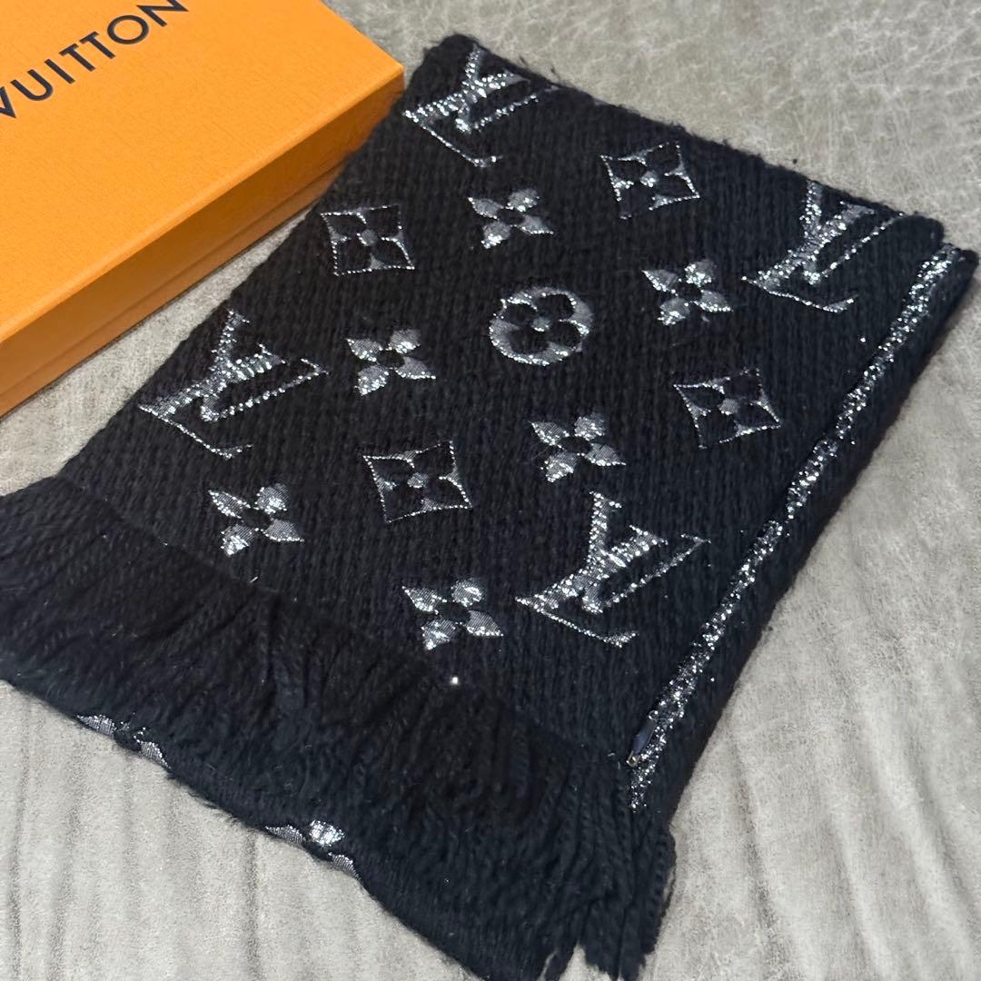 LOUIS VUITTON ルイヴィトン マフラー ブラック モノグラム 箱付