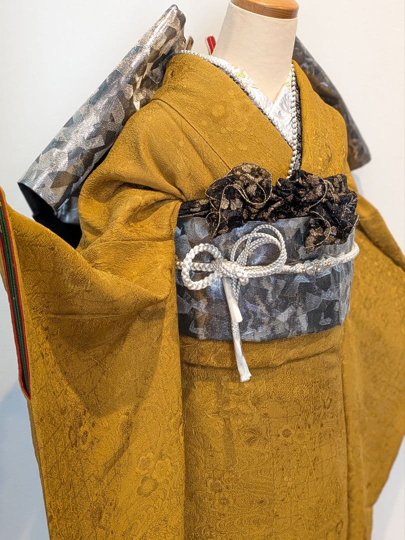あひる様 振袖フルセット 身丈163.5裄70.5 色無地振袖 櫨染色 成人式