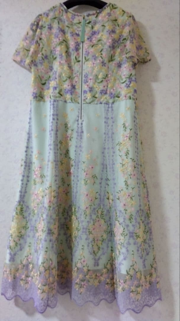 Rose　Tiara　ミントグリーン 花柄 半袖 ワンピース