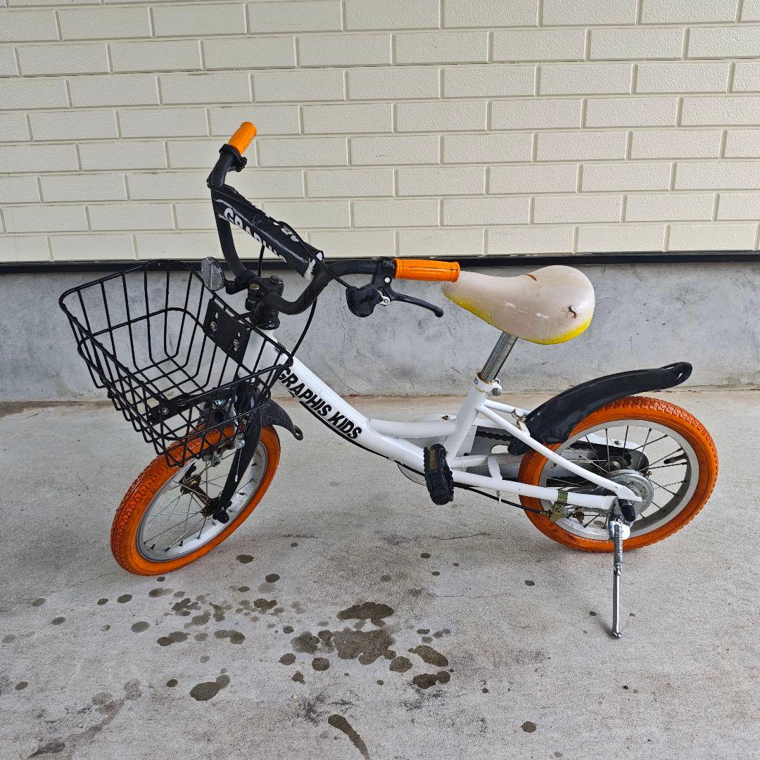 ✨【送料込！】幼児用自転車 14インチ ホワイト×オレンジ✨