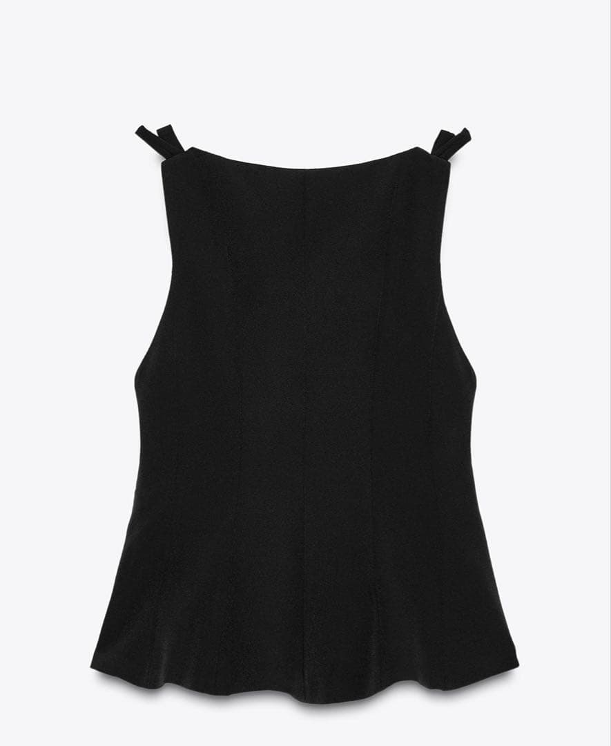 zara ペプラムリボントップス