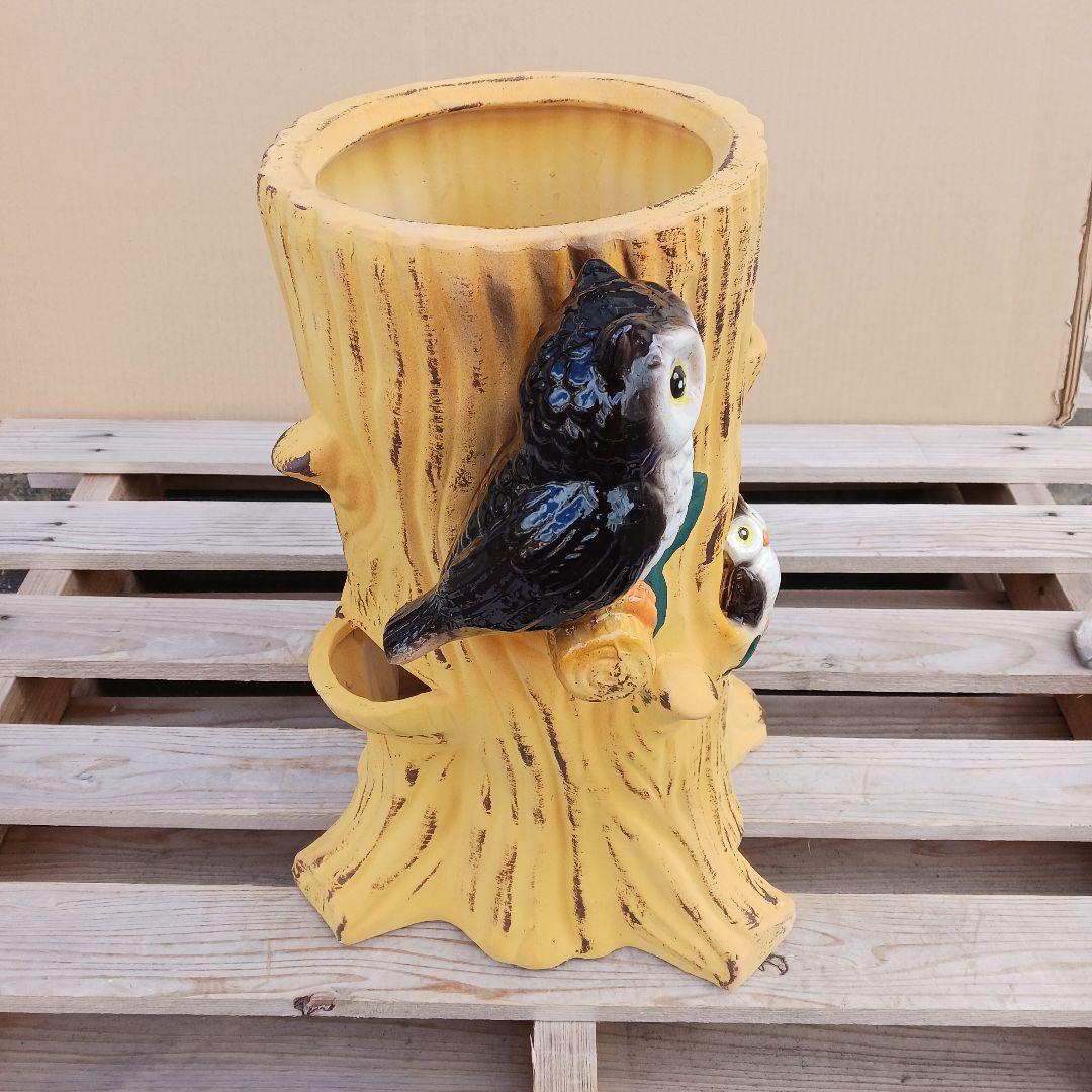 新品　陶器　傘立て　フクロウ　親子　オウル　オブジェ　縁起物　福が来る　717