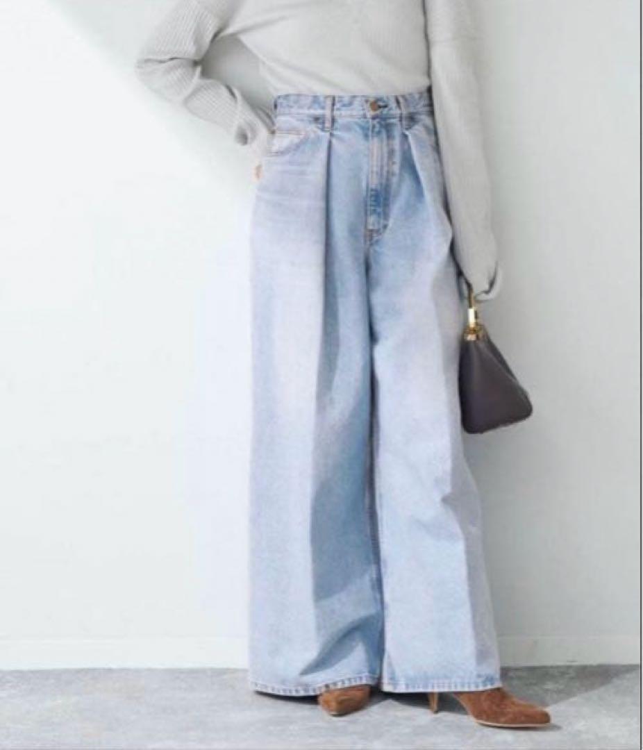 Plage プラージュ DENIM TUCK WIDE パンツ　38