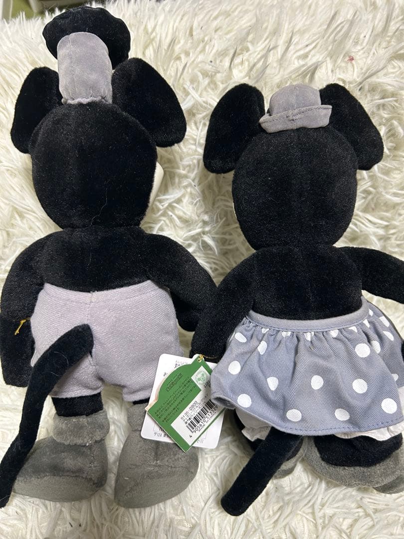 希少レア　レトロ　蒸気船ウィリー　白黒　モノクロ　ミッキーミニーぬいぐるみソフビ