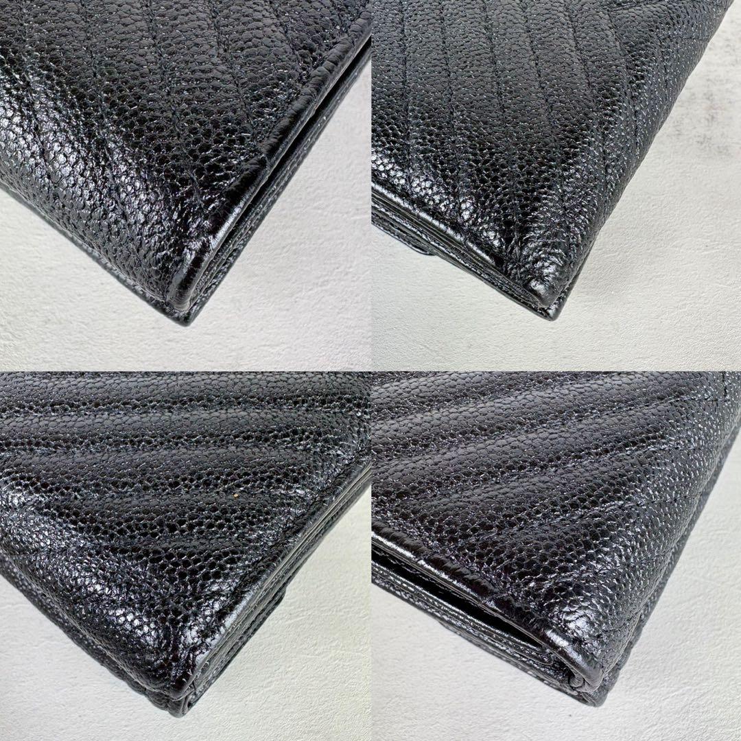 CHANEL ボーイシャネル　キャビアスキン　三つ折り財布