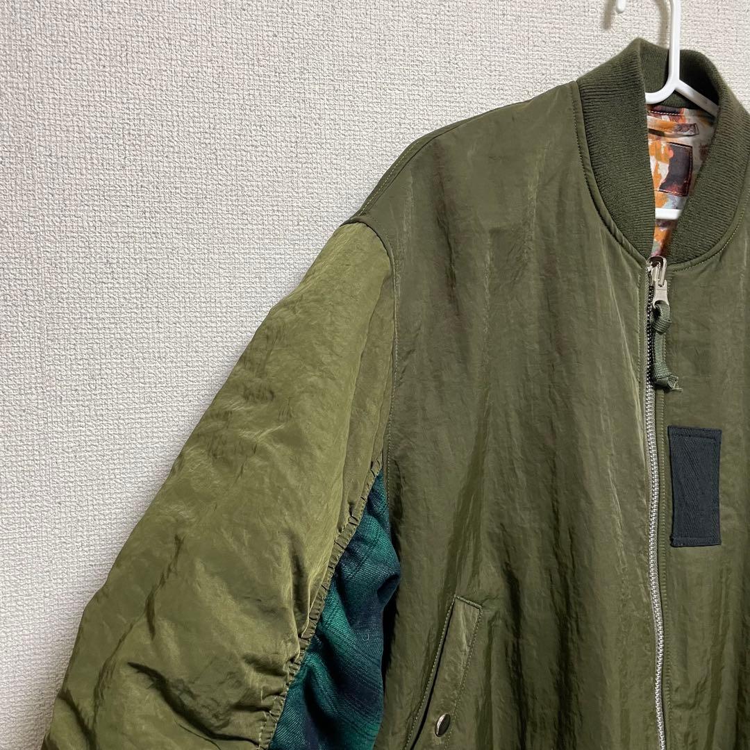 大人気！OPULENCE MA-1ボンバージャケット　リバーシブル カーキ　F