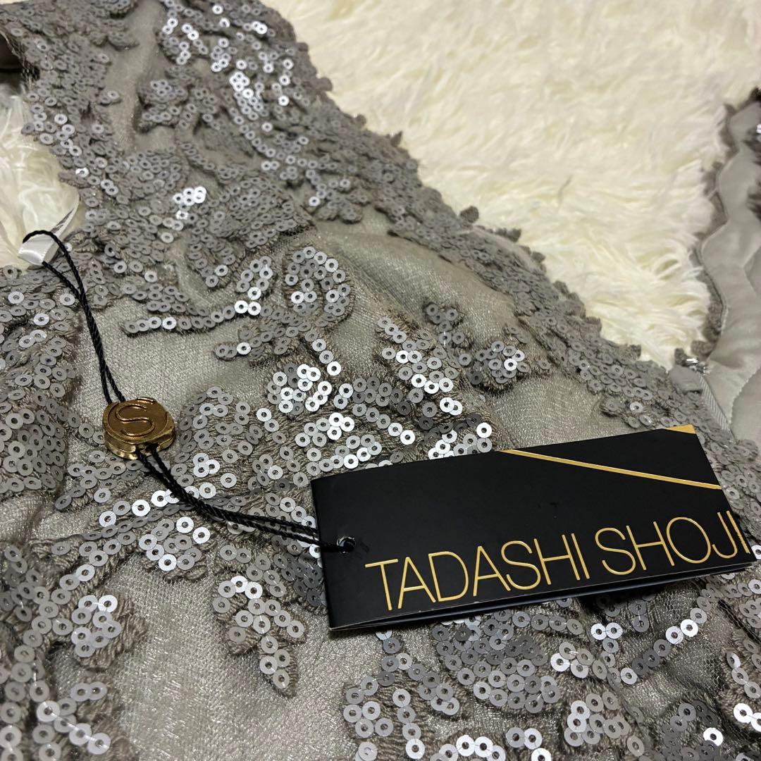 【タグ付き】タダシショージ　Vネック レース スパンコールドレス　サイズ10