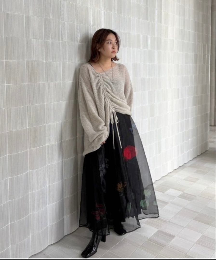 専用Ameri AMANDA SHEER PLEATS SKIRT ブラック M