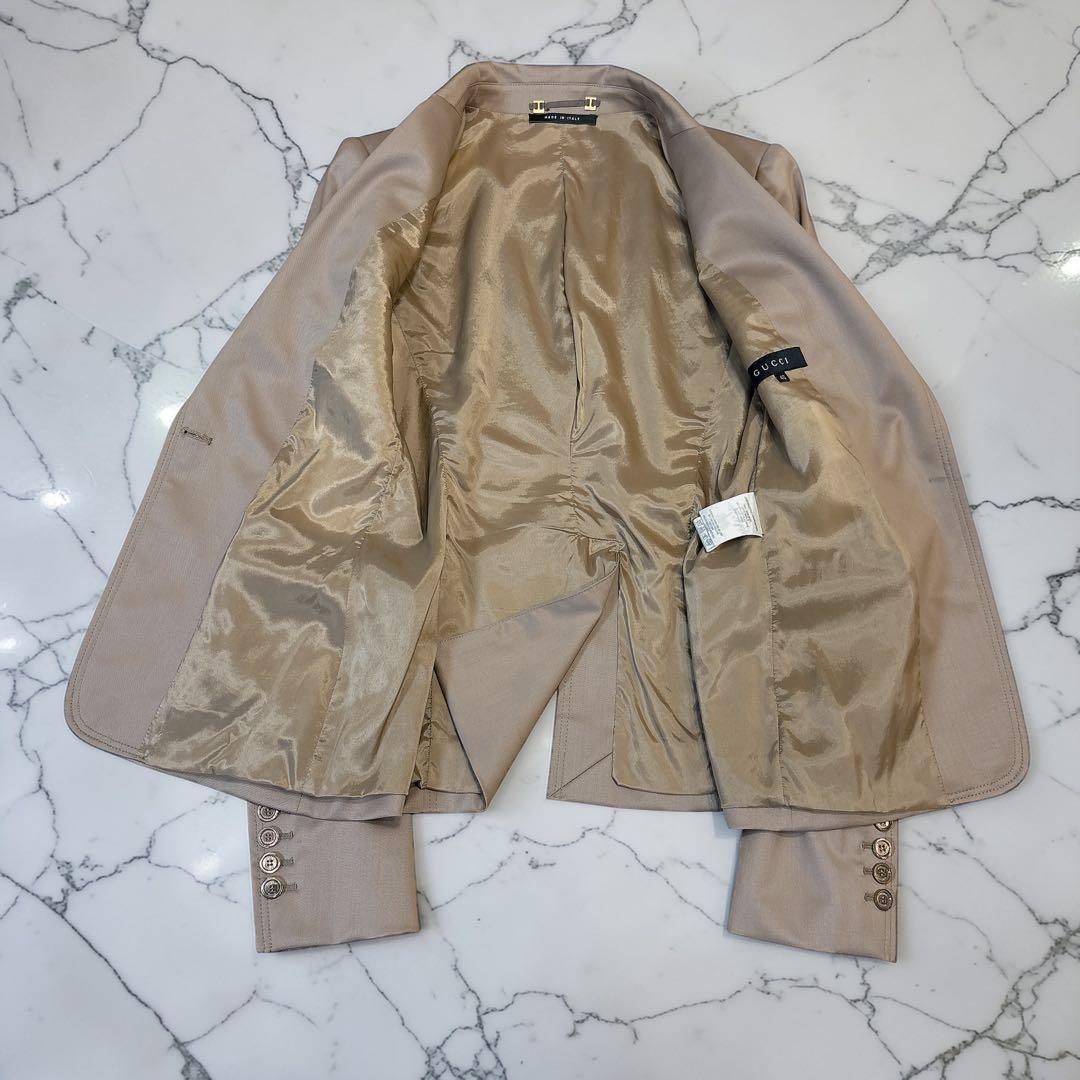 【高級感】GUCCI☆テーラードジャケット☆肩パッド☆ベージュ☆40☆フォーマル