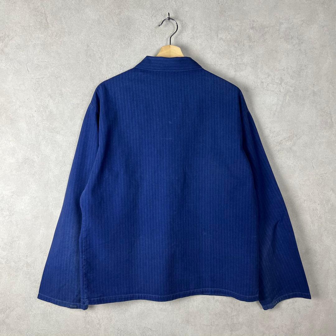 ユーロ古着 紺色 ヘリンボーン ワークジャケット カバーオール vintage