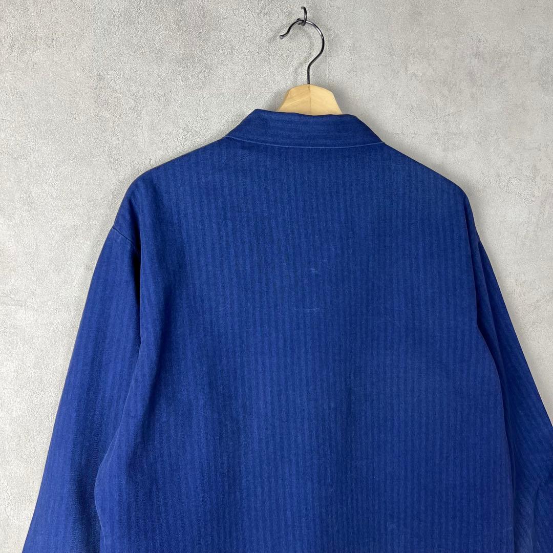 ユーロ古着 紺色 ヘリンボーン ワークジャケット カバーオール vintage