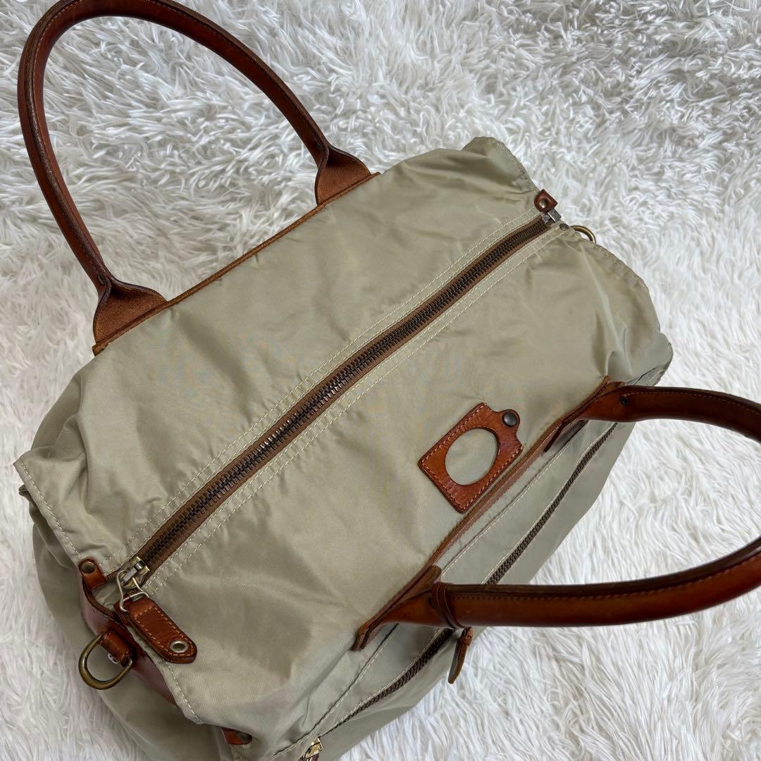 美品★Felisi 2way ボストンバッグ P4 ショルダー ベージュ　大容量