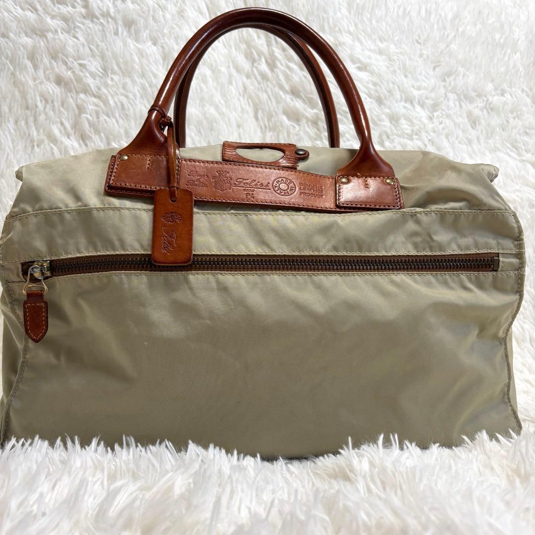 美品★Felisi 2way ボストンバッグ P4 ショルダー ベージュ　大容量