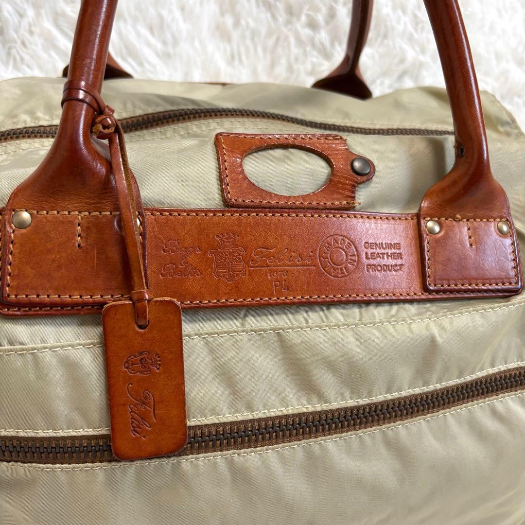 美品★Felisi 2way ボストンバッグ P4 ショルダー ベージュ　大容量