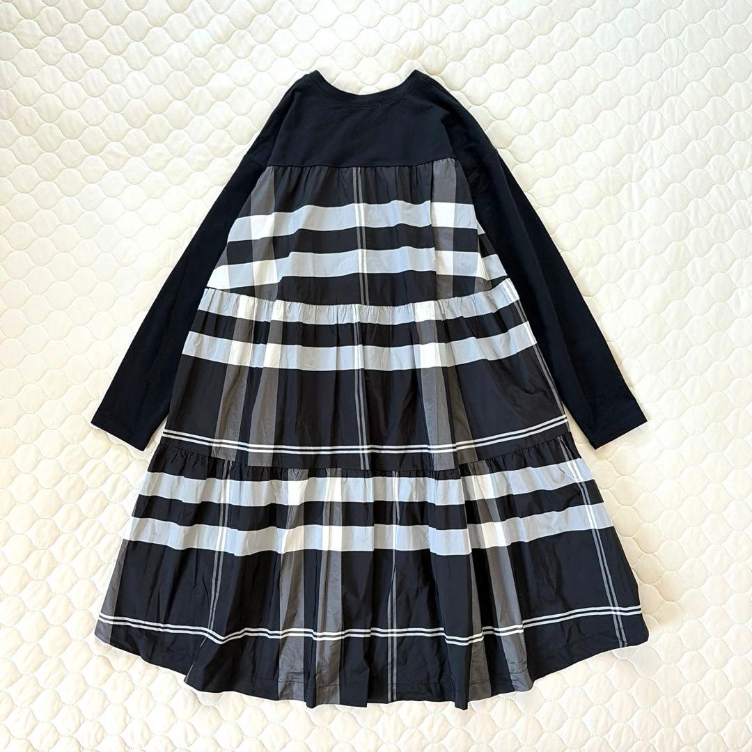 【極美品】BEARDSLEY✴︎タフタビッグチェックワンピース　ブラック