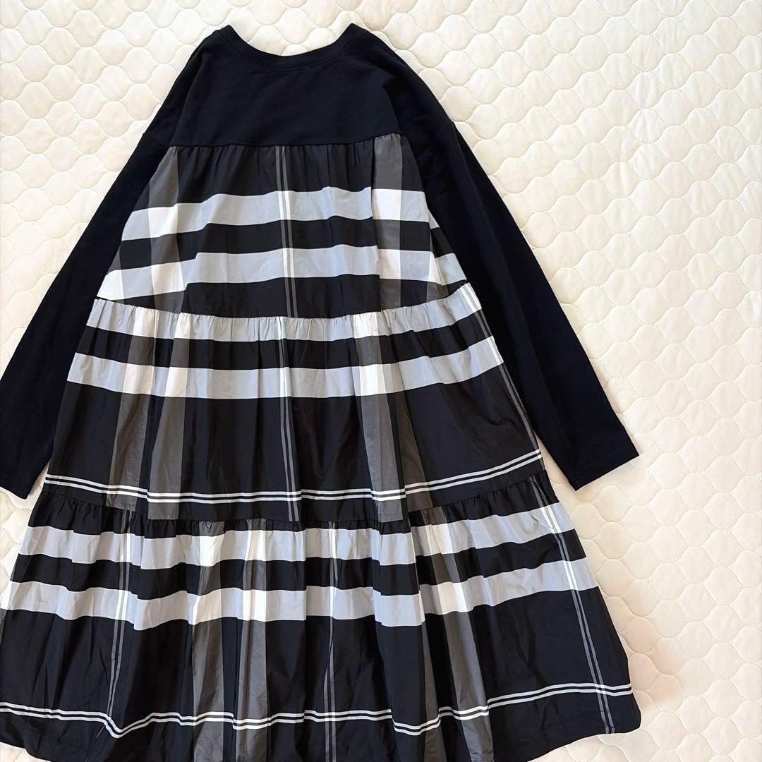 【極美品】BEARDSLEY✴︎タフタビッグチェックワンピース　ブラック