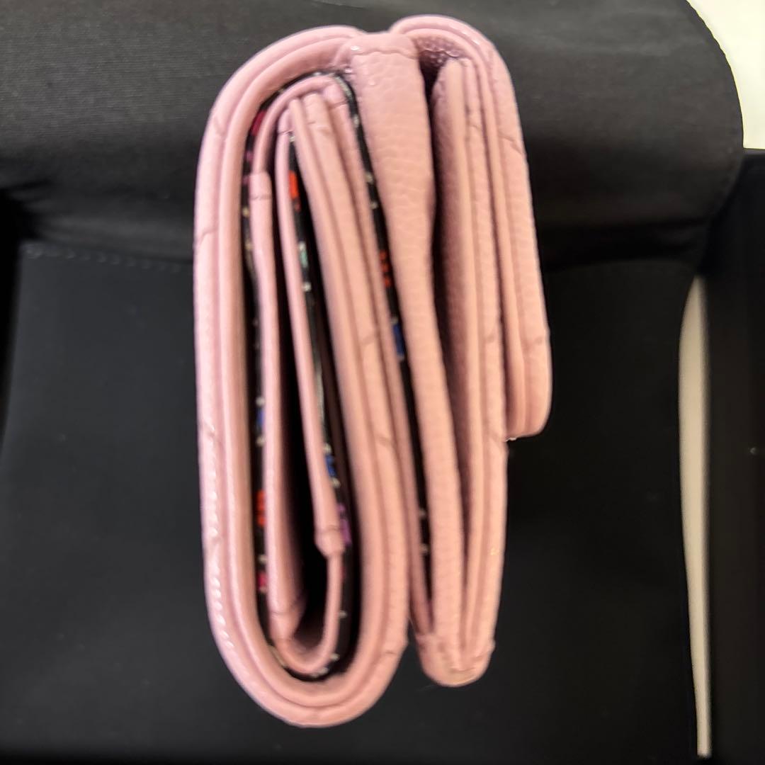 ［新品ほぼ未使用］CHANELシャネル正規品スモールウォレット三つ折り財布ピンク
