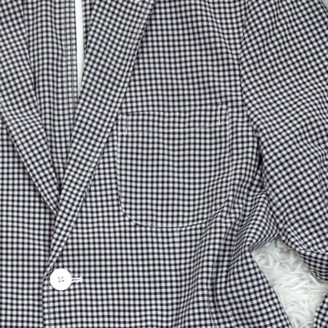 美品　ビームス　ギンガムチェック　アンコンジャケット　ストレッチ　XL　洗える