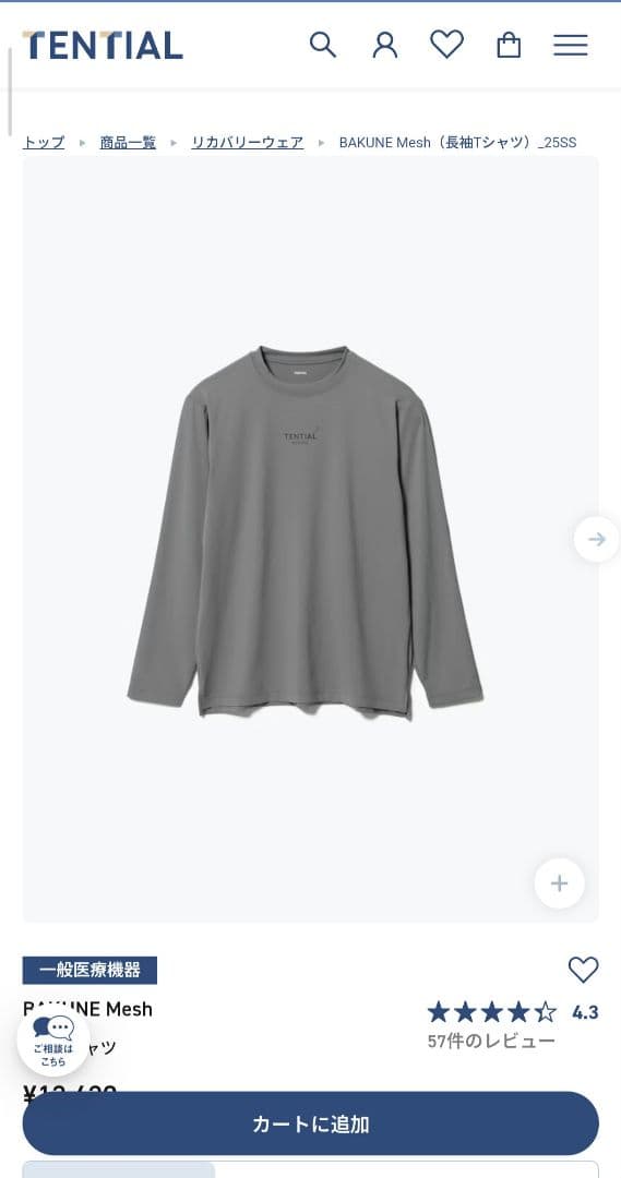 【当日発送可】TENTIAL BAKUNE メッシュ長袖Tシャツ XLサイズ