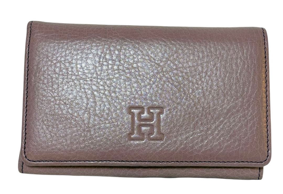極美品☆HIROFU 二つ折り財布　レザー　パープル系