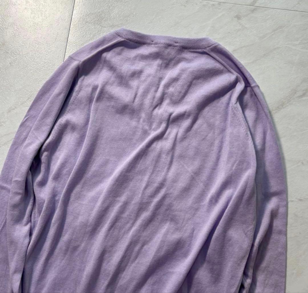 ジョン・スメドレー　シーアイランドコットン 薄手カーディガン 英国製 淡紫 S