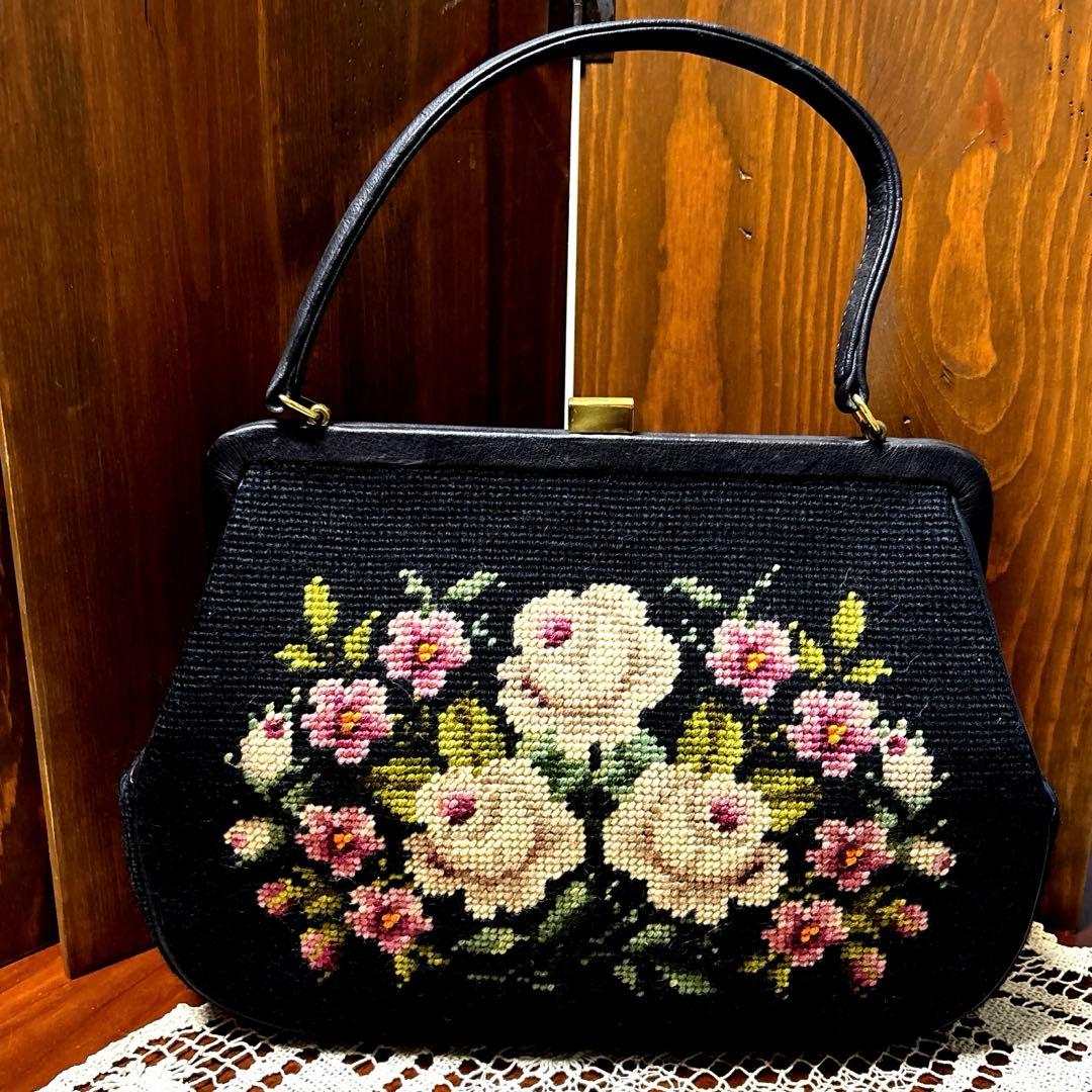 ブラックフライデー　SALEニードルポイントハンドバッグ