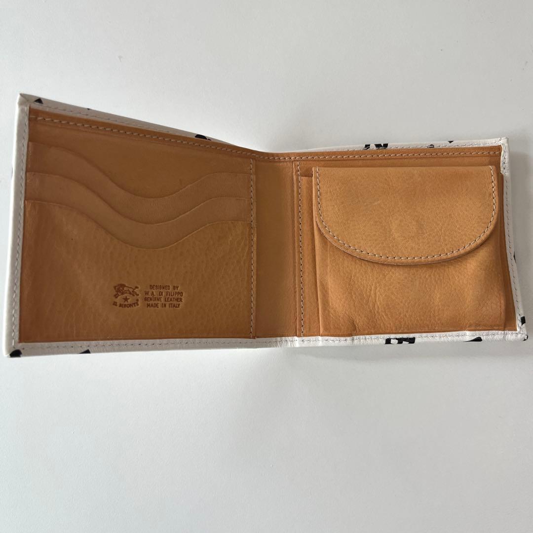 新品　イルビゾンテ　二つ折り財布　レザー　牛革　ホワイトxブラック　未使用