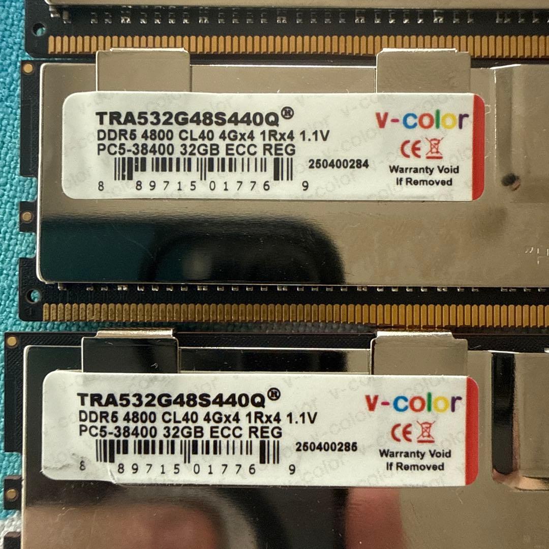 DDR5 4800MHz R-DIMM 32GB 4枚 v-color メモリ